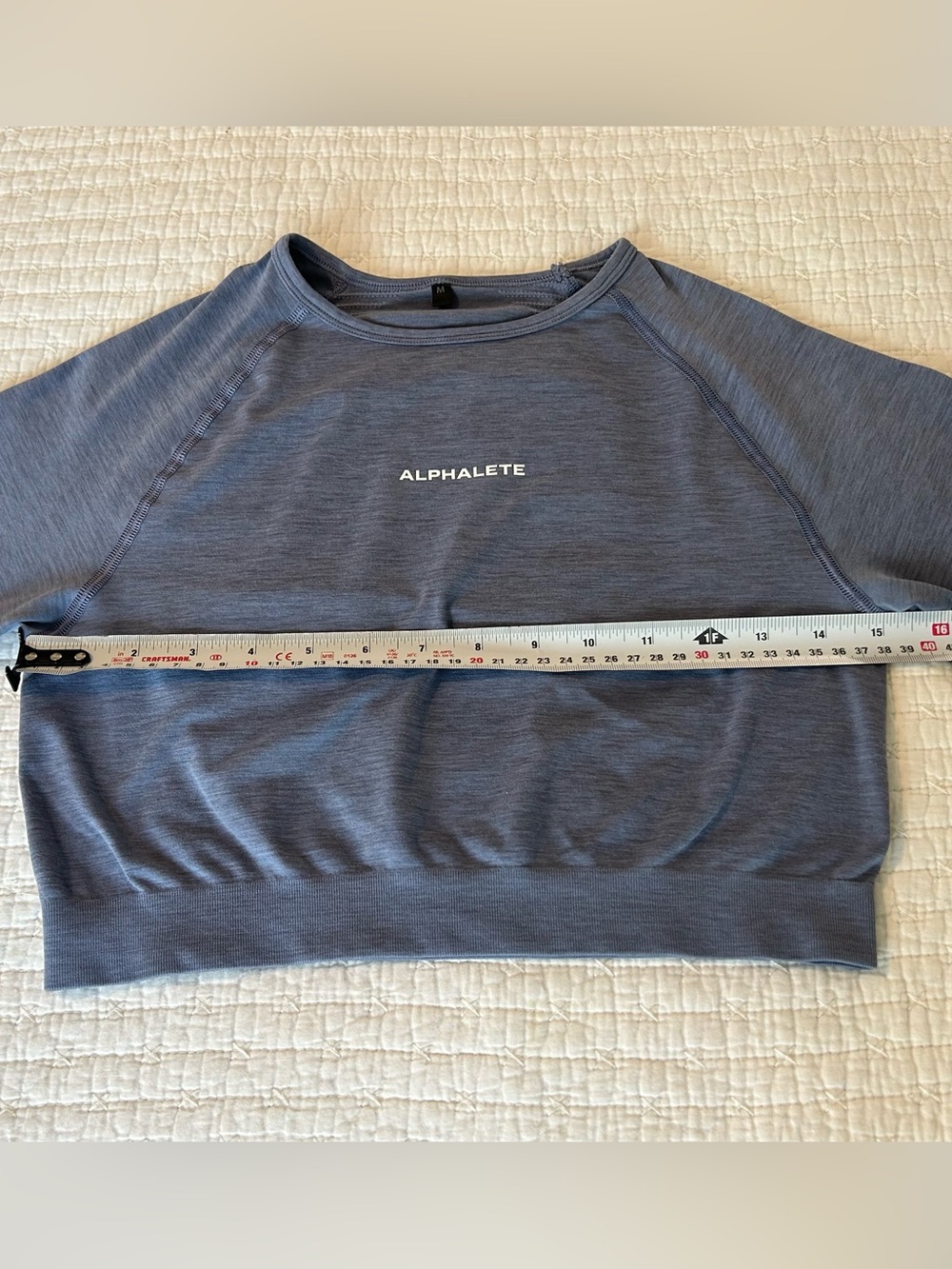 Alphalete Amplify Crop Top Stone Blue Women’s SzMedium Long Sleeve - Picture 3 of 6